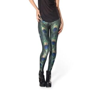 Blackmilk Peacock Printed Leggings Full Length Limited Edition Size XS